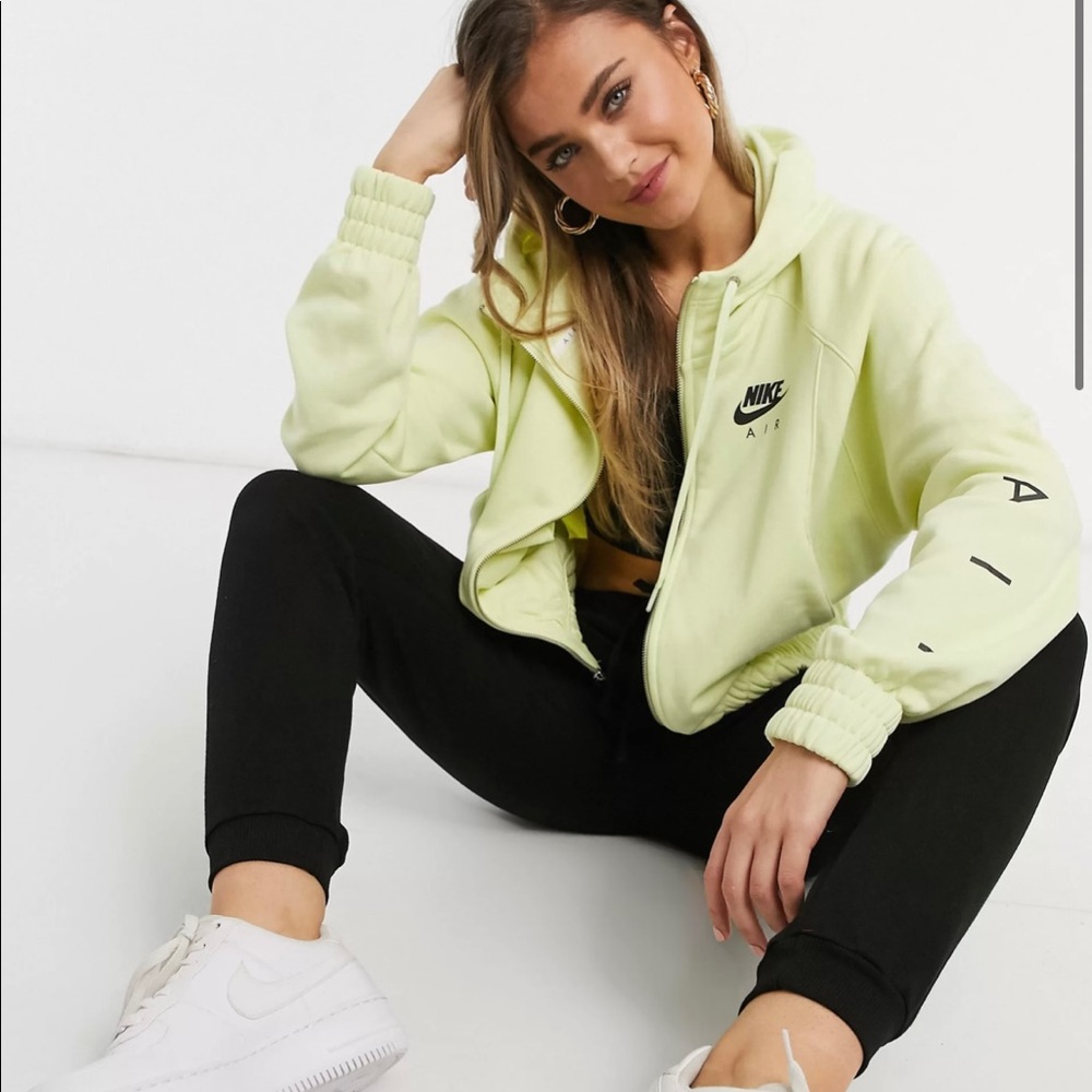 Nike air neon yellow FZ zip hoodie jacket L NWOT